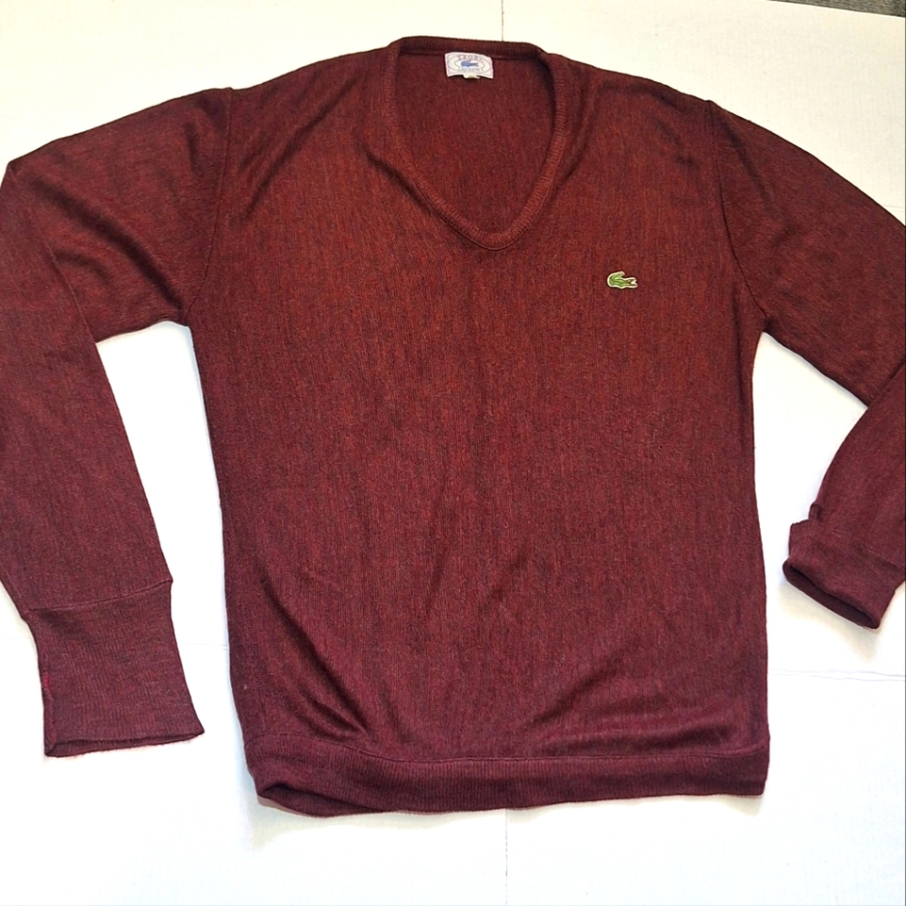 Vintage 70's-80's LACOSTE V-Neck Sweater Mens Size Large